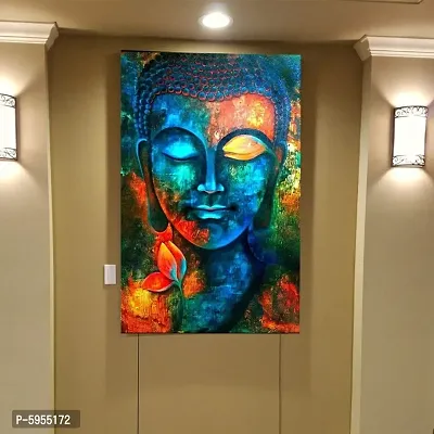 Gautam Buddha Painting Poster Fully Waterproof Vinyl Sticker Print for Living Room, Bedroom