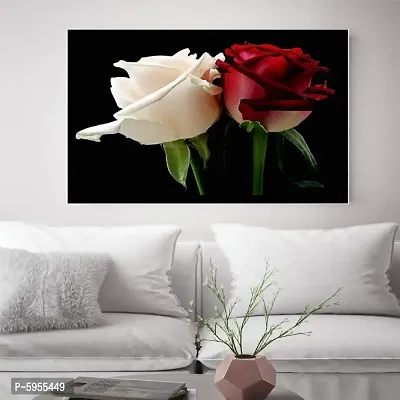 New Best Poster Beautiful Red And White Rose PVC Poster For Living room,Bed Room , Kid Room, Guest Room Etc.(Pack of 1)