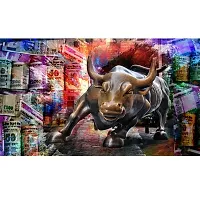 New Best Poster Gold Bull With Money PVC Poster For Living room,Bed Room , Kid Room, Guest Room Etc.(Pack of 1)-thumb1