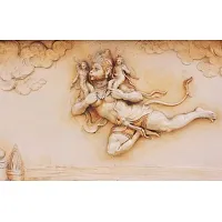 New Best Poster Lord Hanuman Flying with Ram and Laxman Wall Sticker for Room Temple Office Home D&eacute;cor For Living room,Bed Room , Kid Room, Guest Room Etc.(Pack of 1)-thumb1