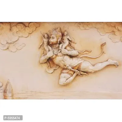 New Best Poster Lord Hanuman Flying with Ram and Laxman Wall Sticker for Room Temple Office Home D&eacute;cor For Living room,Bed Room , Kid Room, Guest Room Etc.(Pack of 1)-thumb2