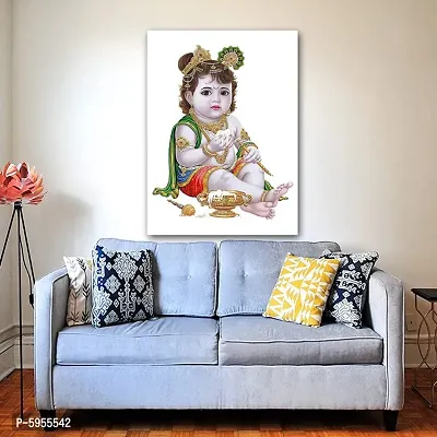 New Best Poster Krishna Wall Sticker Laddu Gopal Multicolor Vinyl Size 12 or 18 Inch for Living Room Home For Living room,Bed Room , Kid Room, Guest Room Etc.(Pack of 1)-thumb0