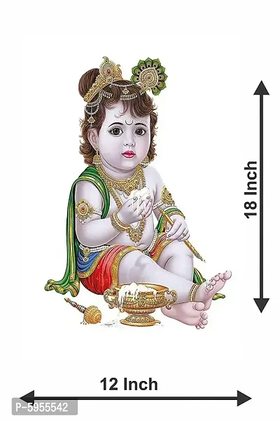 New Best Poster Krishna Wall Sticker Laddu Gopal Multicolor Vinyl Size 12 or 18 Inch for Living Room Home For Living room,Bed Room , Kid Room, Guest Room Etc.(Pack of 1)-thumb2