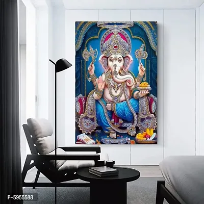 New Best Poster Lord Ganesha Poster God Contrast HD Printed Picture/Wall Decor Wall Sticker for Living Room Home.(Pack of 1)-thumb0