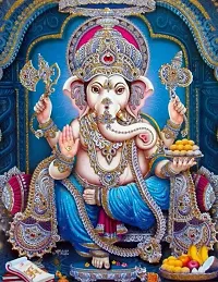 New Best Poster Lord Ganesha Poster God Contrast HD Printed Picture/Wall Decor Wall Sticker for Living Room Home.(Pack of 1)-thumb1