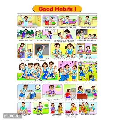 New PVC Good Habits Wall Sticker For Living Room , Bed Room , kid Room , Guest Room .(Size 12x18 Inch)  Best Poster Pack of 1.`-thumb2