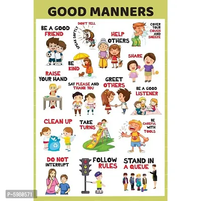 New PVC Good Manner Wall Sticker For Living Room , Bed Room , kid Room , Guest Room .(Size 12x18 Inch)  Best Poster Pack of 1.-thumb2