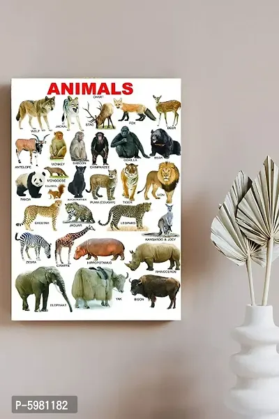 New PVC Animals Chart Poster For Children Vinayl Poster , Wall Sticker For Living Room , Bed Room , Guest Room .(Size 12x18 Inch)  Best Poster Pack of 1.-thumb0