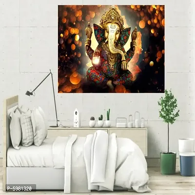 New PVC Spritual Ganesh Ji God Vinayl Poster , Wall Sticker For Living Room , Bed Room , Guest Room .(Size 12x18 Inch)  Best Poster Pack of 1.