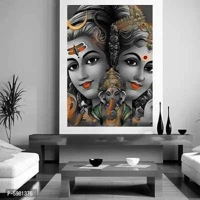 New PVC Spritual Shiv Parvati Ji Black Vinayl Poster , Wall Sticker For Living Room , Bed Room , Guest Room .(Size 12x18 Inch)  Best Poster Pack of 1.