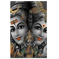 New PVC Spritual Shiv Parvati Ji Black Vinayl Poster , Wall Sticker For Living Room , Bed Room , Guest Room .(Size 12x18 Inch)  Best Poster Pack of 1.-thumb1