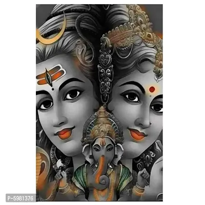 New PVC Spritual Shiv Parvati Ji Black Vinayl Poster , Wall Sticker For Living Room , Bed Room , Guest Room .(Size 12x18 Inch)  Best Poster Pack of 1.-thumb2