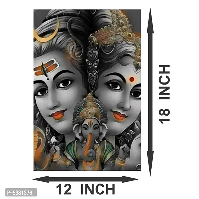 New PVC Spritual Shiv Parvati Ji Black Vinayl Poster , Wall Sticker For Living Room , Bed Room , Guest Room .(Size 12x18 Inch)  Best Poster Pack of 1.-thumb3