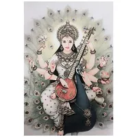 New PVC Sprictual Saraswati Mata Ji VInayl Poster , Wall Sticker For Living Room , Bed Room , Guest Room .(Size 12x18 Inch)  Best Poster Pack of 1.-thumb2