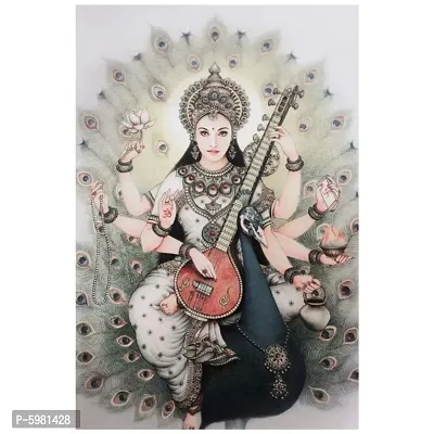 New PVC Sprictual Saraswati Mata Ji VInayl Poster , Wall Sticker For Living Room , Bed Room , Guest Room .(Size 12x18 Inch)  Best Poster Pack of 1.-thumb3