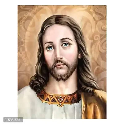 New PVC Jesus Real Face Panting Vinayl Poster , Wall Sticker For Living Room , Bed Room , Guest Room .(Size 12x18 Inch)  Best Poster Pack of 1.