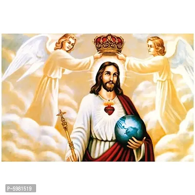 New PVC Jesus With angle Real Last Panting Vinayl Poster , Wall Sticker For Living Room , Bed Room , Guest Room .(Size 12x18 Inch)  Best Poster Pack of 1.