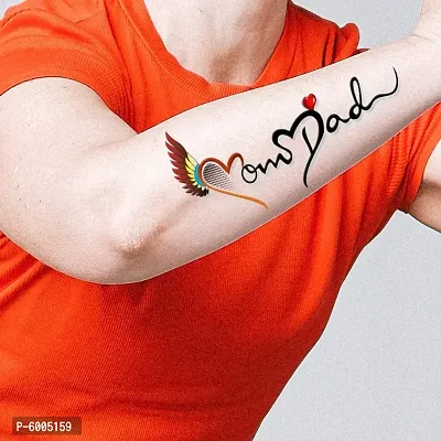 Voorkoms&reg; Heart Wing with Mom Dad Tattoo Temporary body Body Waterproof Boy and Girl Tattoo-thumb0