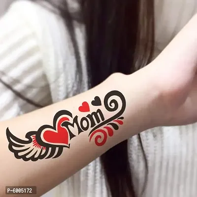 Voorkoms&reg; Mom with Heart and Wings Tattoo Temporary body Body Waterproof Boy and Girl Tattoo