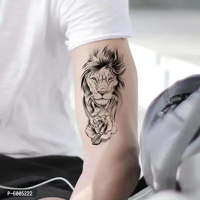 Voorkoms&reg; Lion with Flower Tattoo Temporary body Body Waterproof Boy and Girl Tattoo