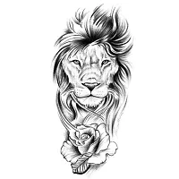 Voorkoms&reg; Lion with Flower Tattoo Temporary body Body Waterproof Boy and Girl Tattoo-thumb1