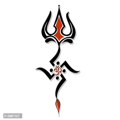 Voorkoms Trishul Om with Swastika Tattoo Waterproof Temporary body Body Tattoo Boy and Girl Tattoo-thumb2