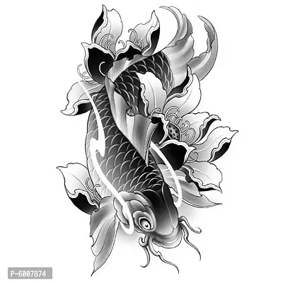 Men's and Women 's Temporary body Dragon Fish Tattoo