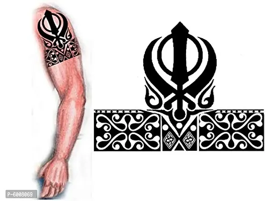 voorkoms Men's and Women 's Temporary body Sikh Logo Tattoo-thumb2