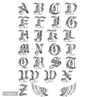 Voorkoms  Name A to Z Alphabet Angel Wings Temporary body Tattoo Waterproof  For Girls Men Women Color-thumb0