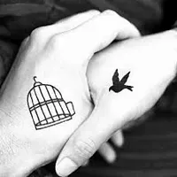 Voorkoms  Get  freedom birds from prison Temporary body Tattoo Waterproof For Girls boys Men Women-thumb1