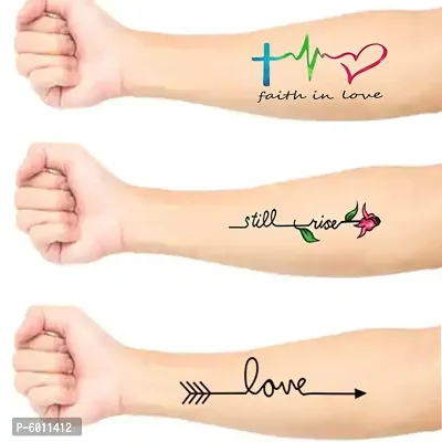 Heart Beat Faith Love Arrow Temporary body Tattoo Waterproof  For Girls Men Women-thumb0