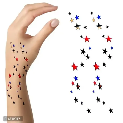 Voorkoms New Star Multicolor Temporary body Tattoo Waterproof For Girls Men Women  Size 11x6 cm-thumb2