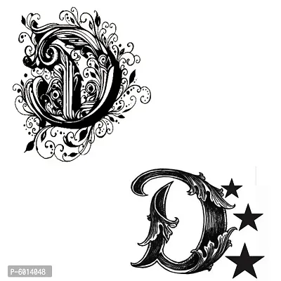 Name D Letter Two Design Body Temporary body Tattoo Waterproof For Girls Men Women  Size 11x6 cm