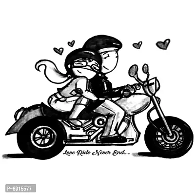 Girfriend vs Boyfriend dibujos de parejas en moto Waterproof Temporary Body Tattoo-thumb0