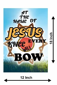 Voorkoms Jesus Quotes Poster SunboardWall Art Cross Every Knee Will Bow Gods Laminated Multi 12x18 Inch Home Deacute;cor-thumb1