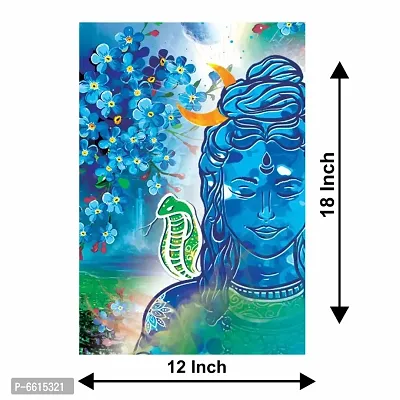 Voorkoms Lord God Shiv Ji Poster with Sunboard d Blue Color Natures Wall Art Laminated Multi 12x18 Inch Home Deacute;cor-thumb3