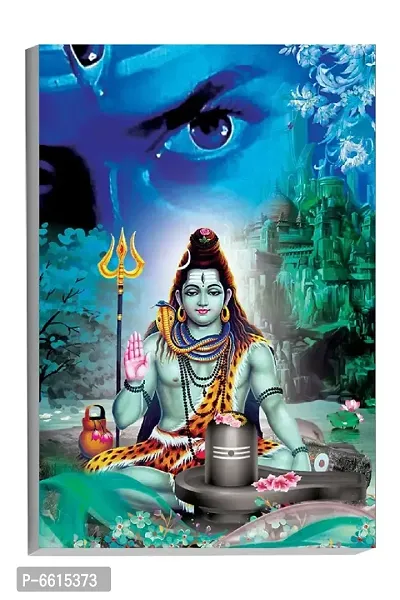 Voorkoms Gods Lord Shiva Ji with Shivling Poster Sunboard d Wall Art Shiv Eye Laminated Multi 12x18 Inch Home Deacute;cor