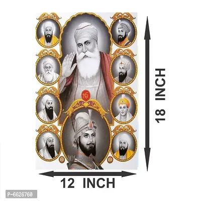 Voorkoms Shree Guru Nanak Dev Ji, Guru Gobind Singh Ji vinyl Chloride Sunboard (Multicolor)-thumb2