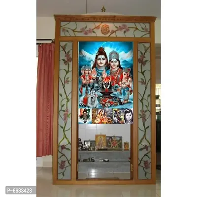 Voorkoms Lord /Gods Shiv Family Multi Sunboard for Living Room Home Sticker Wallpaper