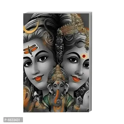 Voorkoms Shiva with Parvati and Ganesha Sunboard Home Temple For Living Room Home Decor