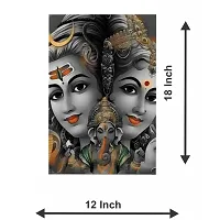 Voorkoms Shiva with Parvati and Ganesha Sunboard Home Temple For Living Room Home Decor-thumb1