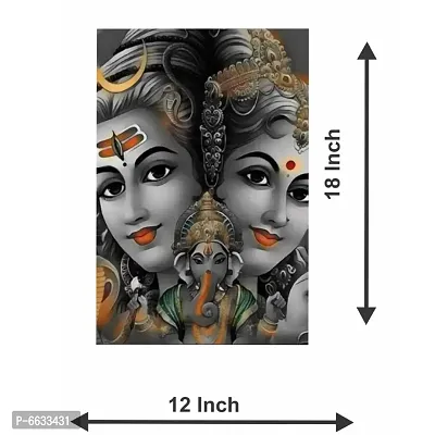 Voorkoms Shiva with Parvati and Ganesha Sunboard Home Temple For Living Room Home Decor-thumb2