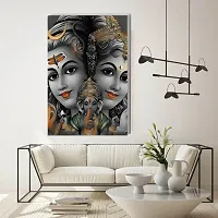 Voorkoms Shiva with Parvati and Ganesha Sunboard Home Temple For Living Room Home Decor-thumb2