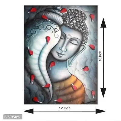 Voorkoms Lord Buddha with Shank Sunboard Meditation wall deacute;cor sticker for Living Room, Bedroom, Office-thumb2