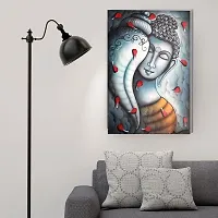 Voorkoms Lord Buddha with Shank Sunboard Meditation wall deacute;cor sticker for Living Room, Bedroom, Office-thumb2