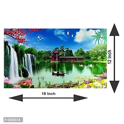 Voorkoms Beautiful Nature Sunboard Waterfall Waterproof Vinyl Sticker Poster for Home Decor, Office, Hall, Living Room-thumb2