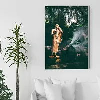 Voorkoms Golden Color Gautam Buddha Ji Sunboard 3D Sparkle Coated Self Adhesive Digital Office Living Room-thumb2