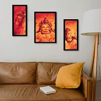 Voorkoms Pack of 3 Set Lord Tridev Gods Brahma Vishnu Mahesh Frame Wall Poster Laminated Art Home Deacute;cor Size 12x18 Multi-thumb1