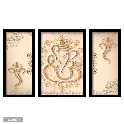 Voorkoms Ganesha Photo Frames For Wall Set Of 3 Home Decor Wall Painting Multi Size 12x18