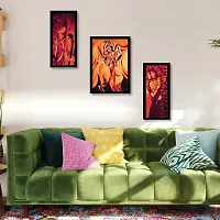 Voorkoms 3 Set of Lord Radha Krishna Wall Frame Home Deacute;cor Wall Poster Multi Laminated 12x18 Size-thumb2